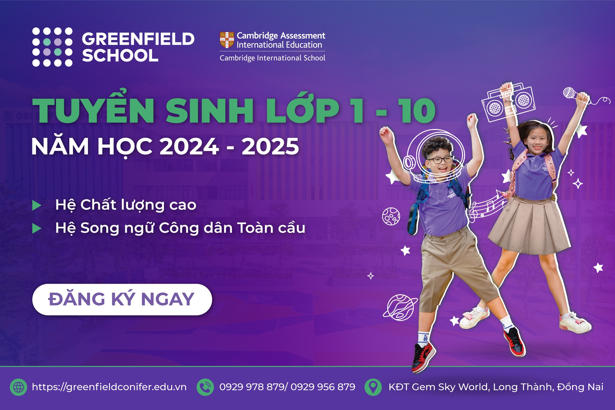 GREENFIELD SCHOOL THÔNG BÁO TUYỂN SINH NĂM HỌC 2024 - 2025
